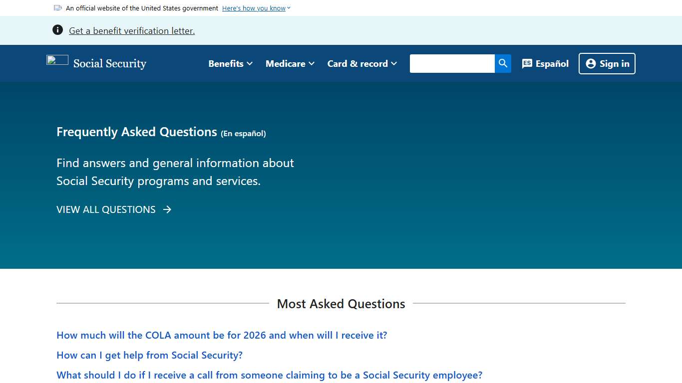 Frequently Asked Questions SSA